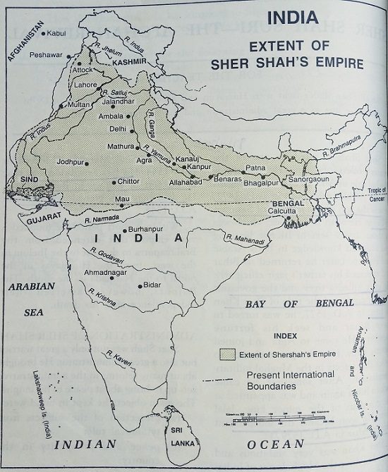 Extent of Sher Shah Empire