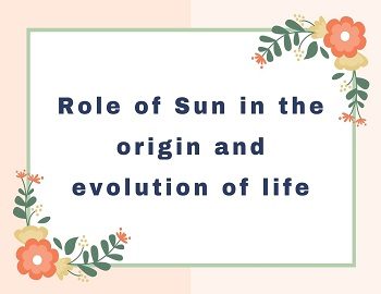 Role of Sun in the origin and evolution of life