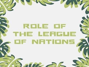 Role of the League of Nations