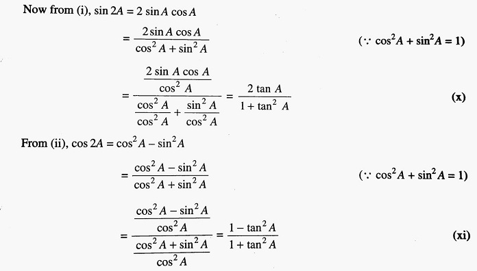 sin 2A and cos 2A formula