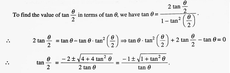 tan theta by two formula