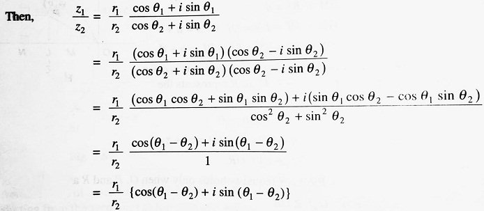 case of the division of two complex numbers