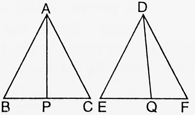 The areas of two similar triangles are in the ratio of the squares of the corresponding medians
