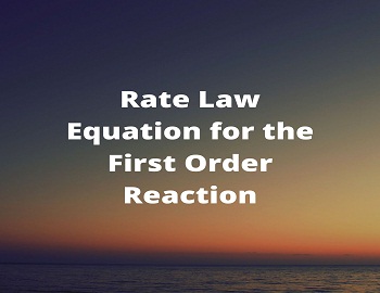 Rate Law Equation for the First Order Reaction