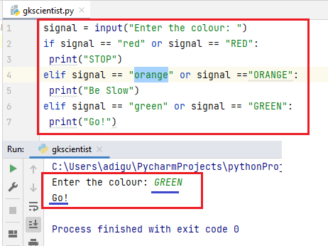 IF ELSE TRAFFIC SIGNAL CODE