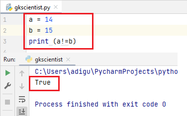 Not Equal Operator Python return true
