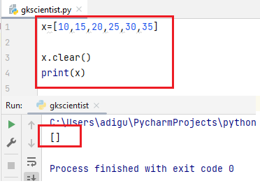 clear function in python