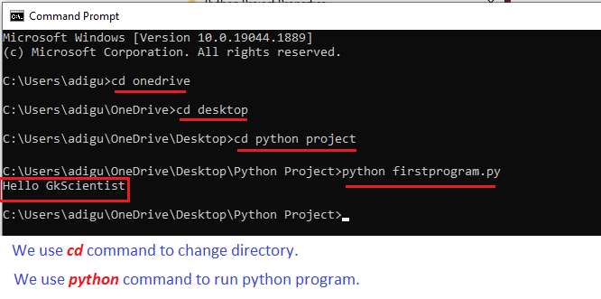 cmd python output of code
