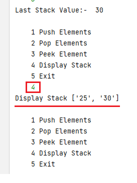 display operation in python