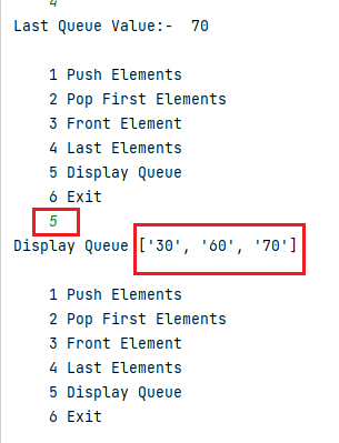 display operation in queue in python