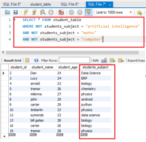 MySQL Logical Operators (AND, OR & NOT)