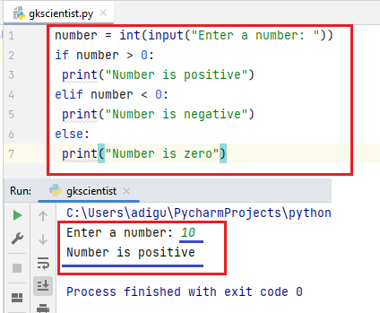 number case using if else in python