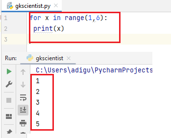 Python For Loop and Range Function 4 range with 1,6 in python
