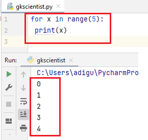 range with 5 in python