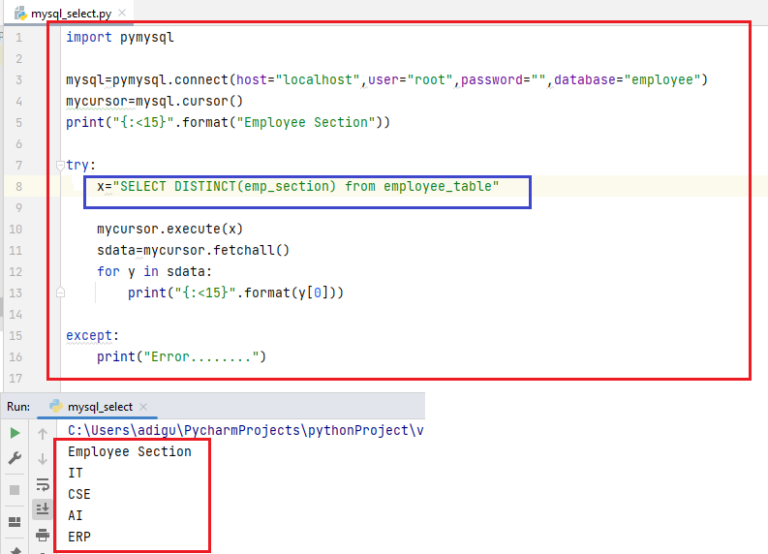 Python MySQL Distinct | Important Concept