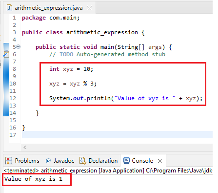 Modulus Operator Java