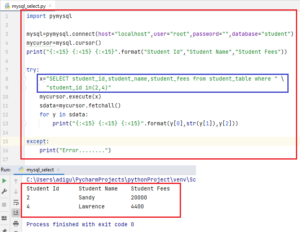 Python MySQL IN Operator | Important Concept