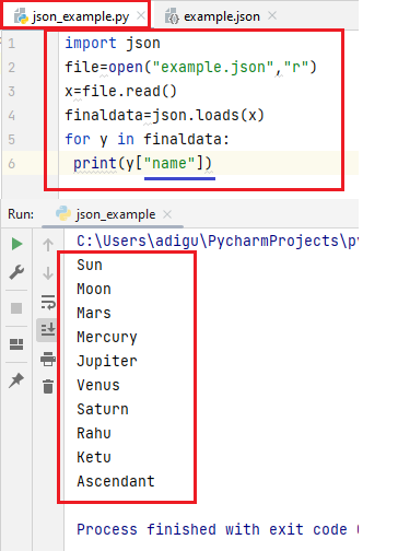 iterate json file particular field using python code