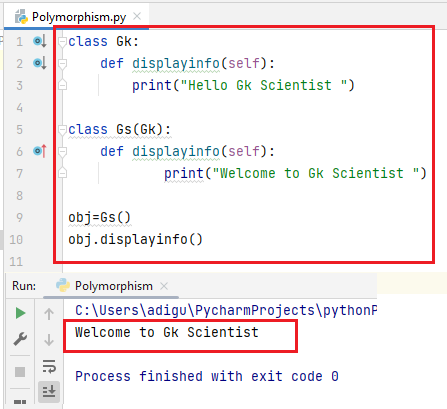 Polymorphism in Python 4 method overriding in python