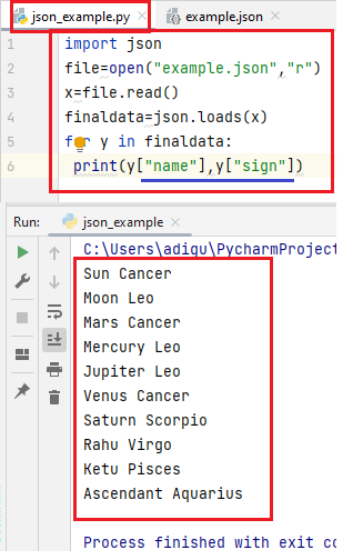 obtain multiple data from the field of json file using python code
