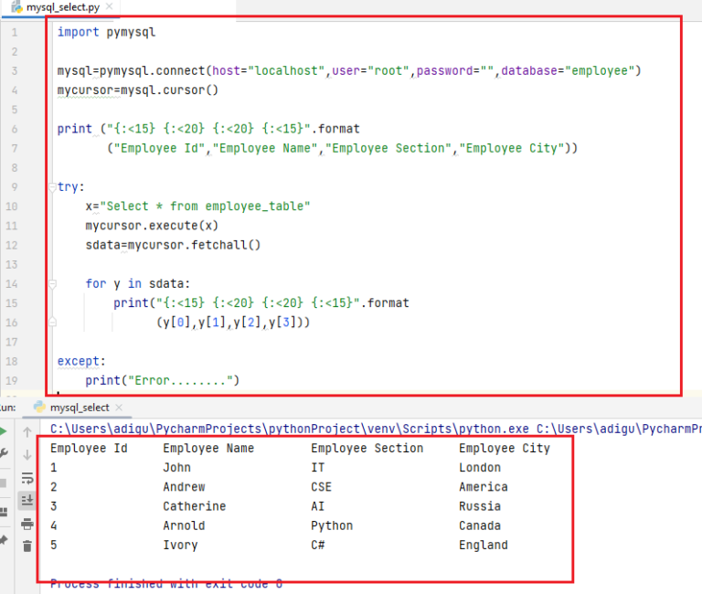 Python MySQL Select Query | Important Concept