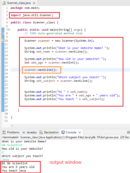 Scanner Class in Java (Take Input From User in Java) 3 scanner class java codeunit