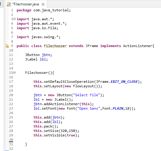 JFileChooser Java Code