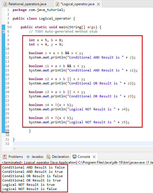 Java Logical Operators