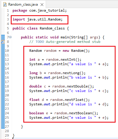 Java Random Numbers Code