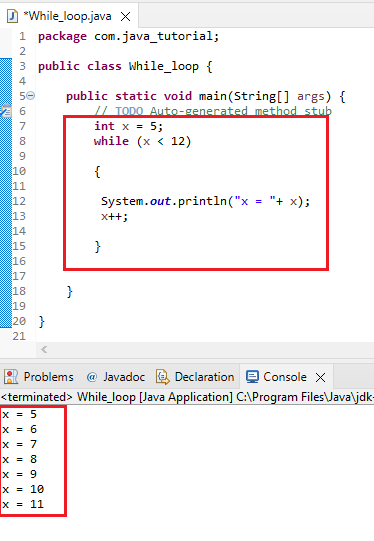 Java while Loop Code 1