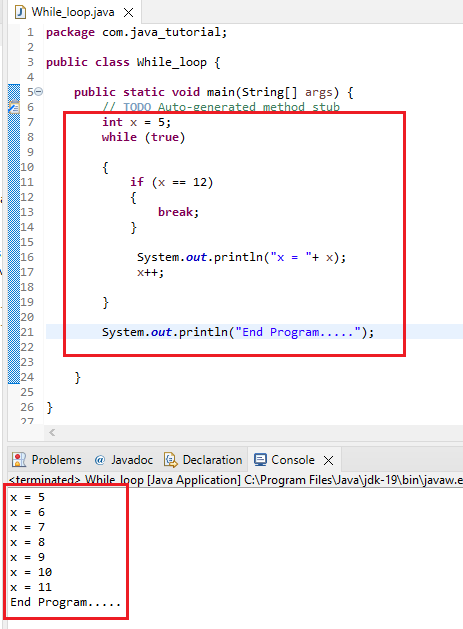 Java while Loop Code 2
