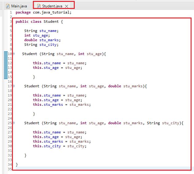 Overloaded Constructors Java