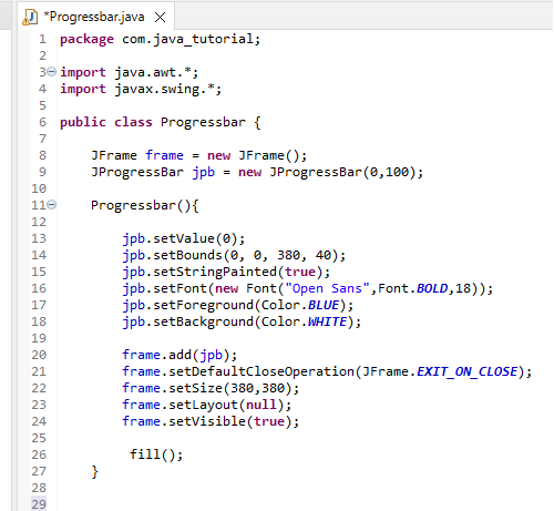 Create ProgressBar in Java 2 ProgressBar in Java Code1
