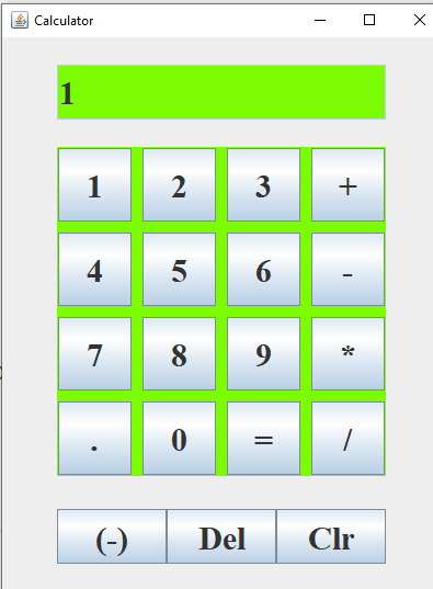 calculator in java output