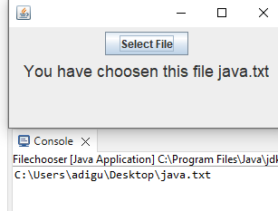 Create Java FileChooser 6 java filechooser output