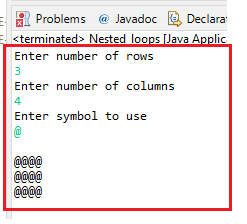 java nested loops output
