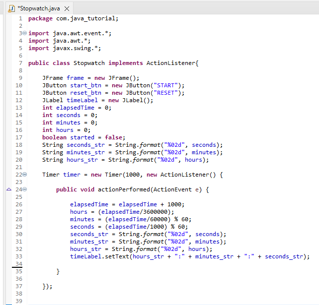Java StopWatch 2 java stopwatch code1