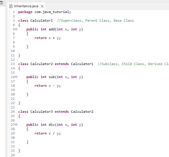 multilevel inheritance java code 1