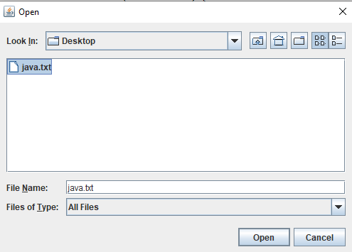 Create Java FileChooser 5 open file using jfilechooser
