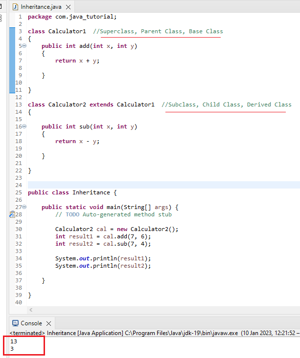 single inheritance java