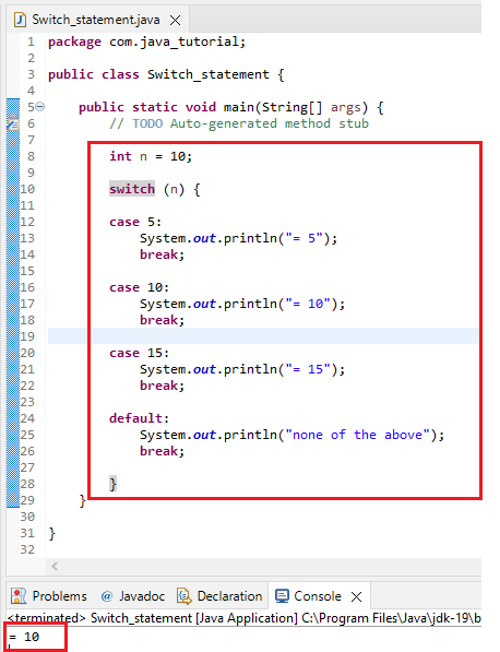 Java Switch Statement 2 switch statement java example 1