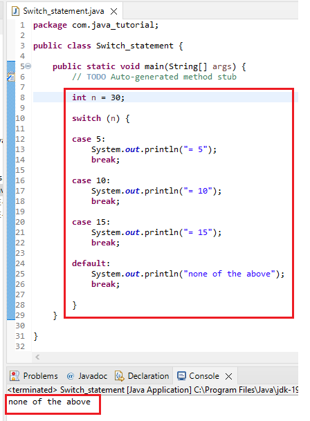 Java Switch Statement 3 switch statement java example 2