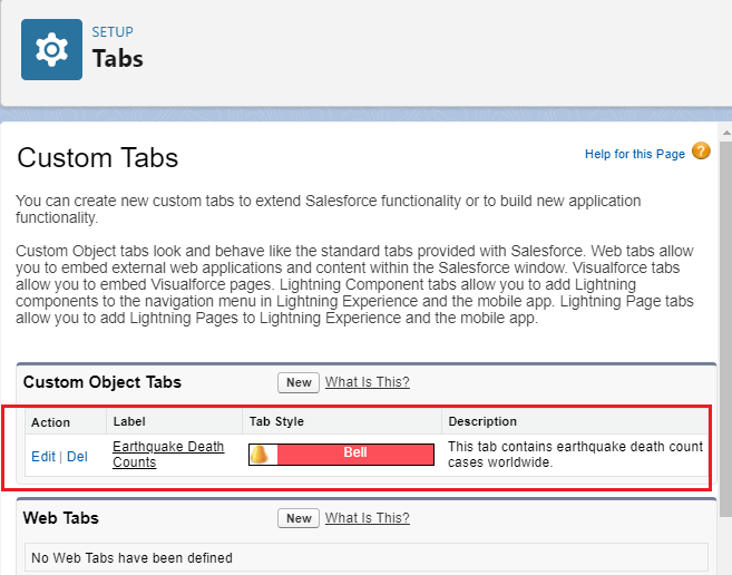 Custom tab is created in Salesforce
