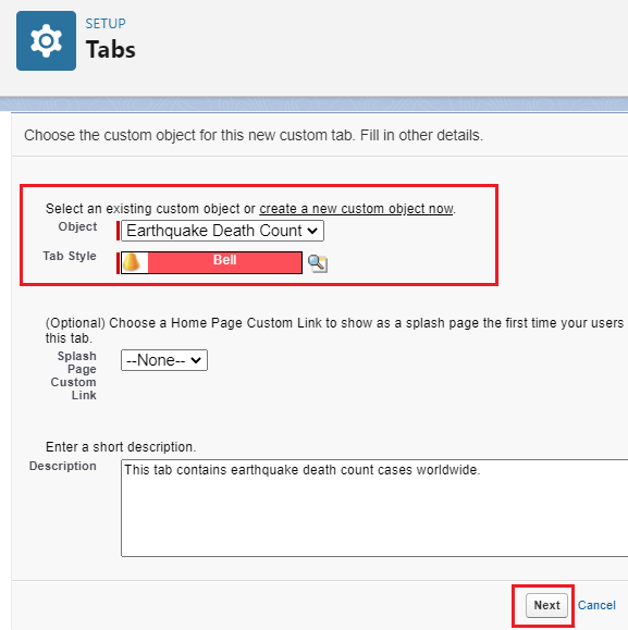 custom object for new tabs in salesforce