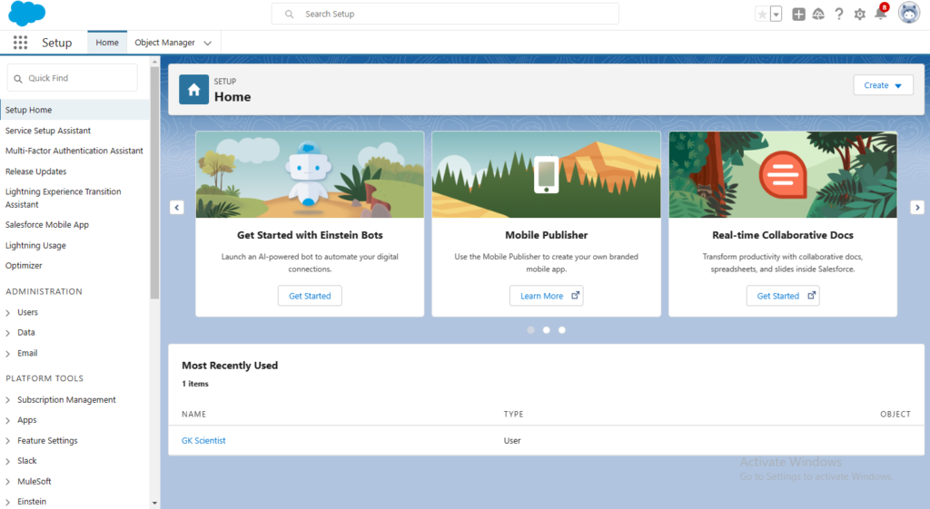 salesforce account is created