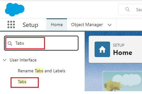 search tabs in salesforce