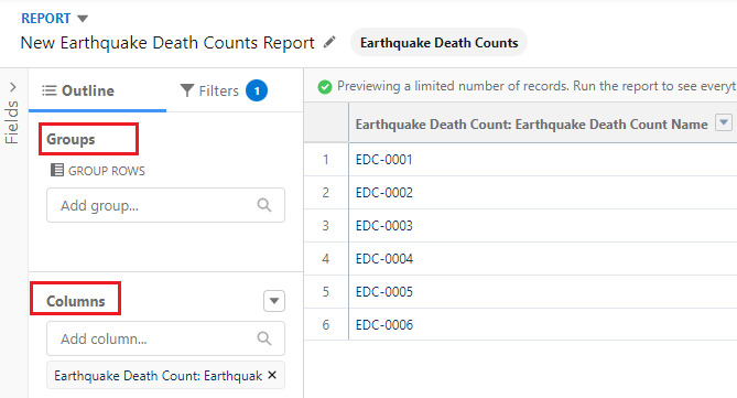Groups and Columns in Reports Salesforce