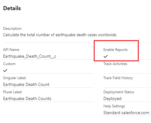 report option enabled in Salesforce