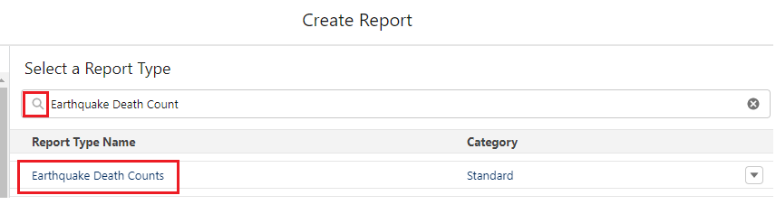 select report type in salesforce