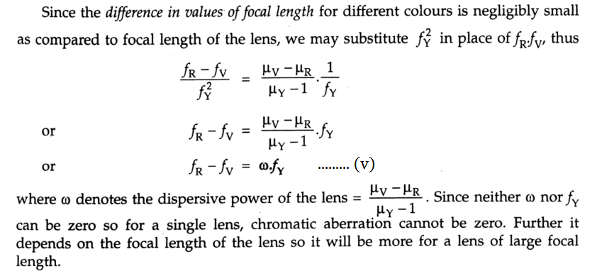 Chromatic Aberration 7 Expression for the Longitudinal Chromatic Aberration of a Lens